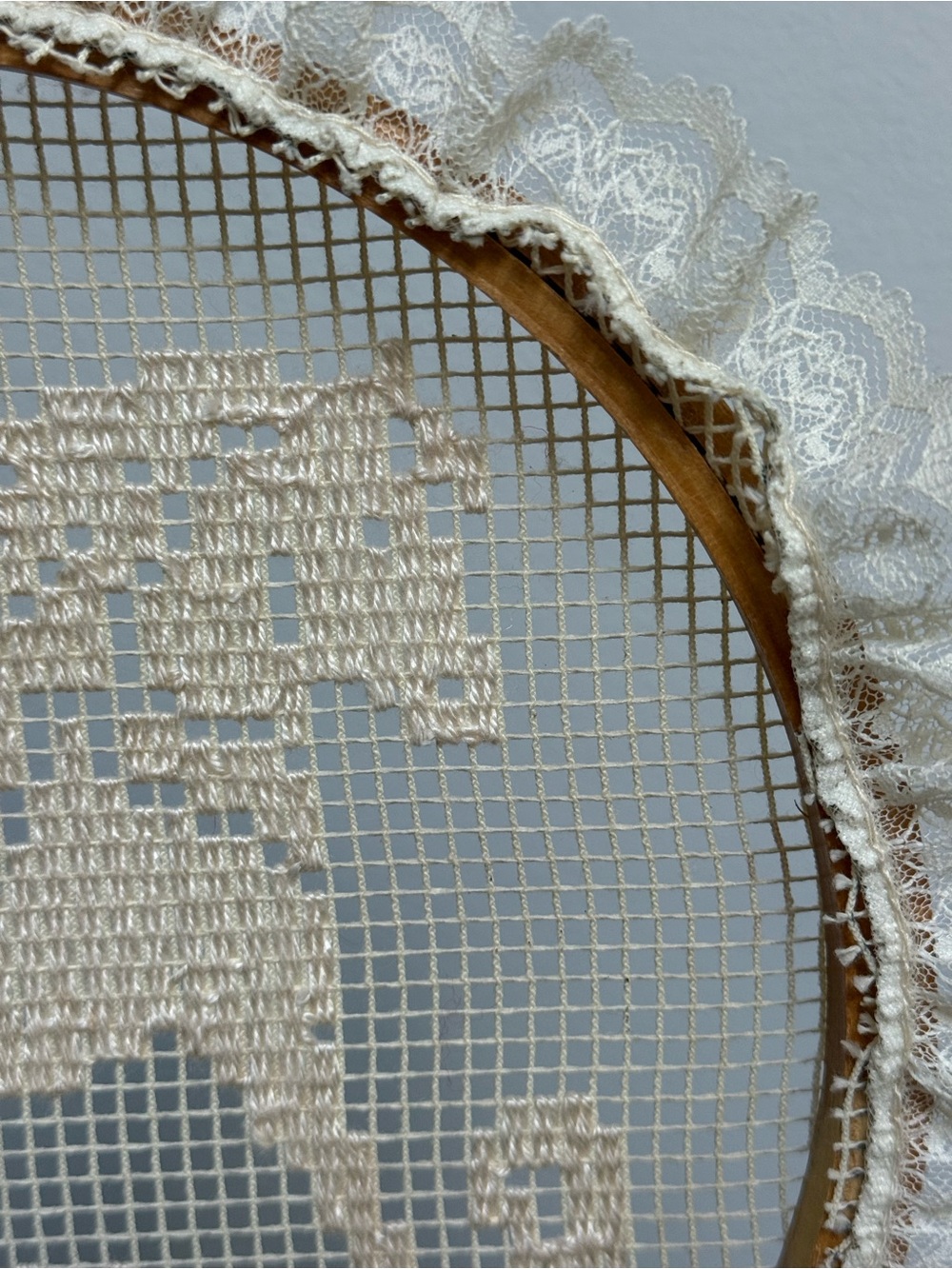 Handmade Embroidered Rocking Horse Lace Hoop Wall Décor - Picture 6 of 8